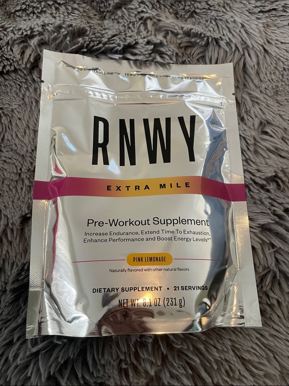 RNWY Extra Mile Pre-Workout Supplement - Pink Lemonade